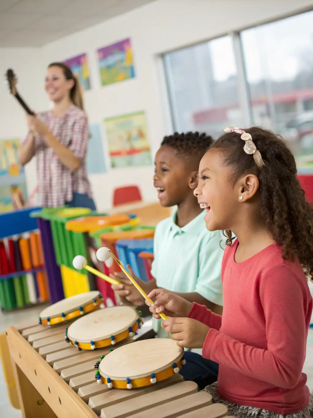 A photo of a community outreach event where A Palo Seco is introducing flamenco to children, showing them basic rhythms and movements, highlighting the organization's commitment to education and cultural preservation.