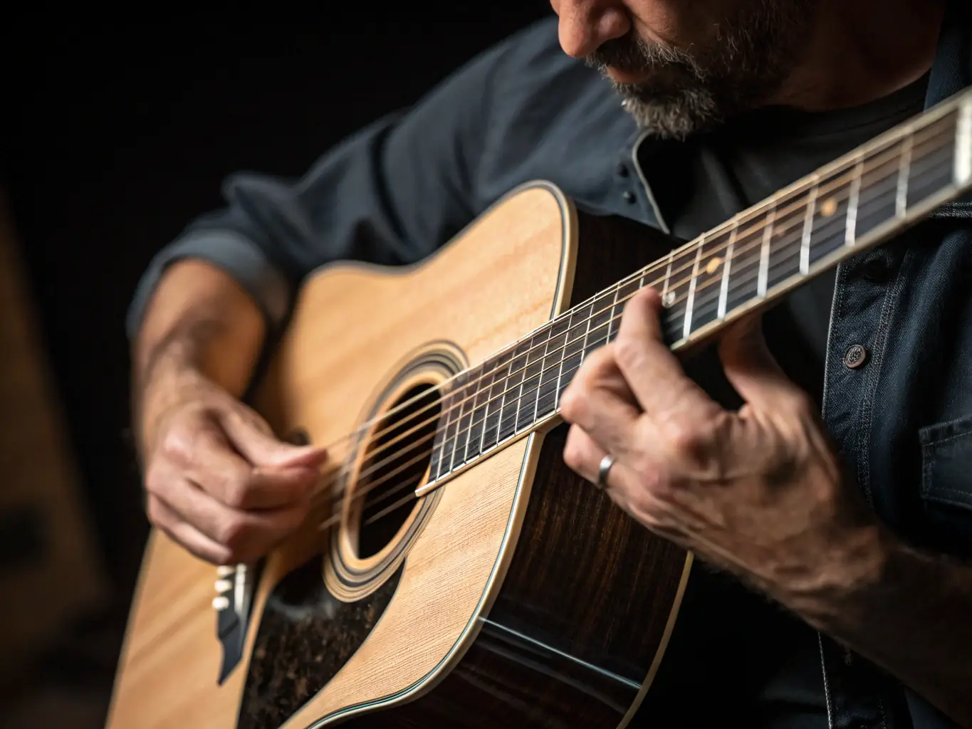 A close-up of a guitarist's hands playing intricate flamenco rhythms on a classical guitar.