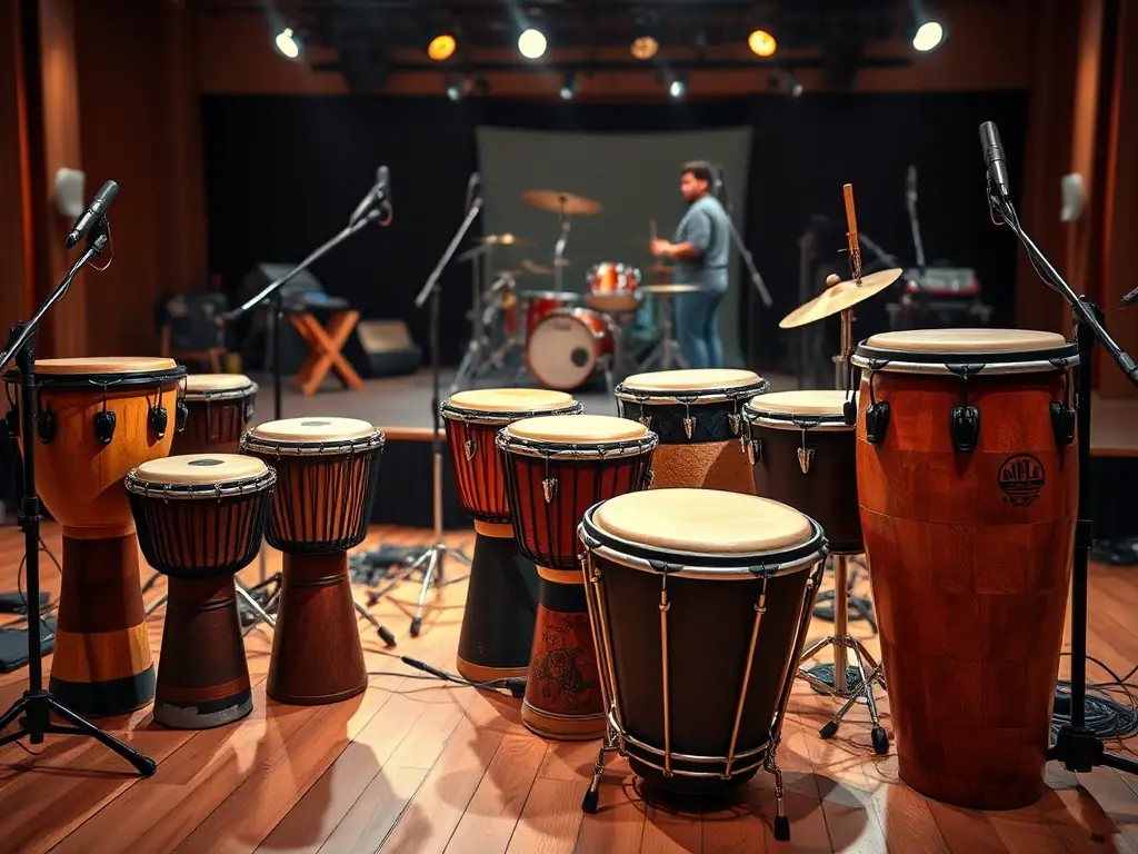 A percussionist playing a cajón, a wooden box drum, in a flamenco performance.