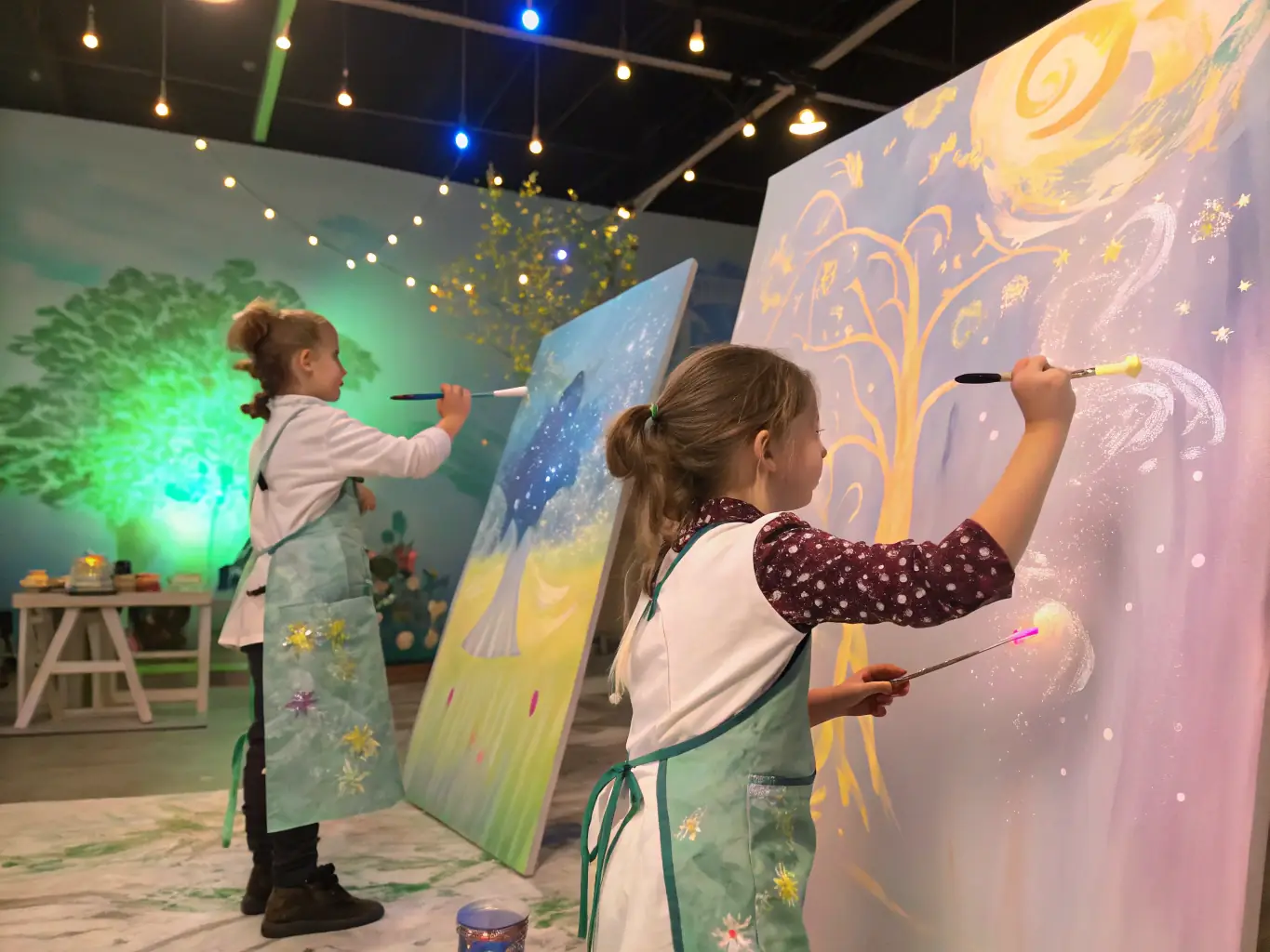A photograph capturing a children's workshop at the museum, where kids are actively participating in a hands-on activity related to local history, such as crafting or painting.