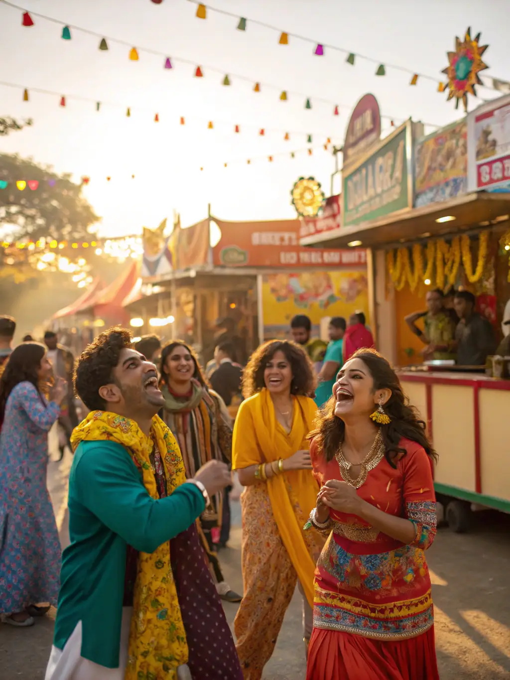 A vibrant image of community members actively participating in a local cultural festival organized by ASSOCIATION BLEU CIEL ORGANISATION, showcasing diverse age groups and ethnicities.